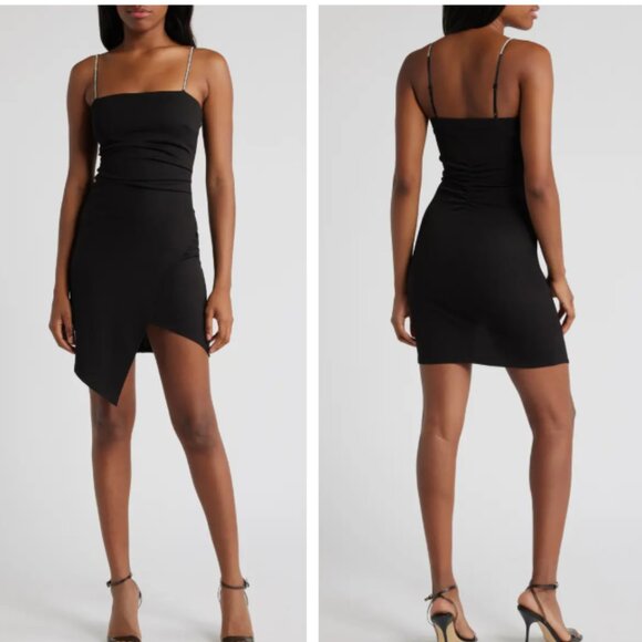 Emerald Sundae Elegant Black Asymmetrical Dress Size Medium NWOT - Picture 1 of 14